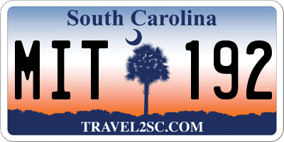 SC license plate MIT192