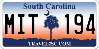 SC license plate MIT194
