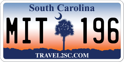 SC license plate MIT196
