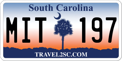SC license plate MIT197