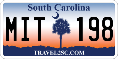 SC license plate MIT198