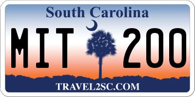 SC license plate MIT200