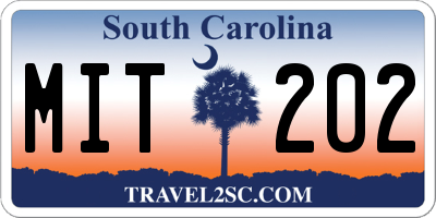 SC license plate MIT202