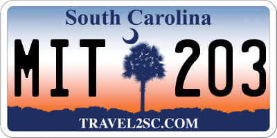 SC license plate MIT203