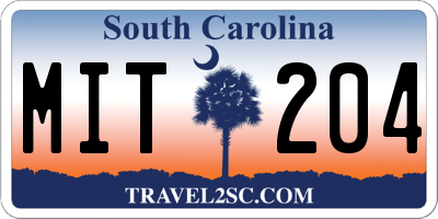 SC license plate MIT204