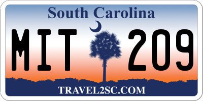 SC license plate MIT209