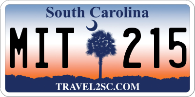 SC license plate MIT215