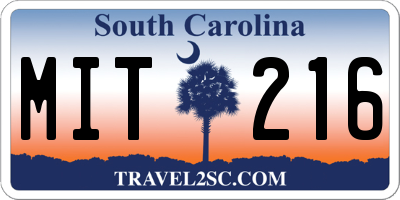 SC license plate MIT216
