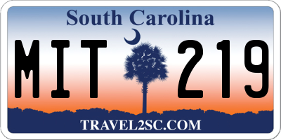 SC license plate MIT219