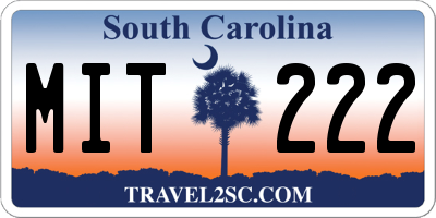 SC license plate MIT222
