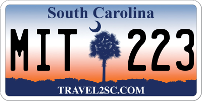 SC license plate MIT223