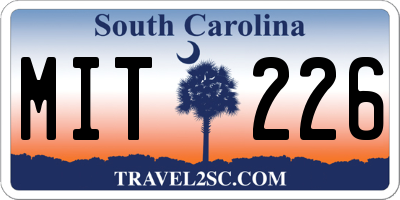 SC license plate MIT226
