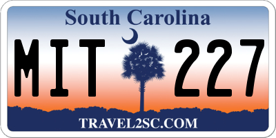 SC license plate MIT227