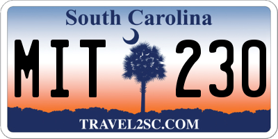 SC license plate MIT230