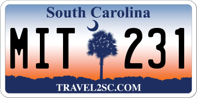 SC license plate MIT231