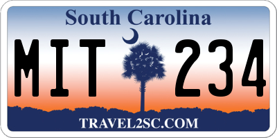 SC license plate MIT234