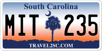 SC license plate MIT235