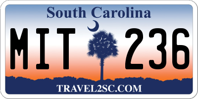SC license plate MIT236