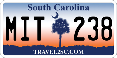 SC license plate MIT238