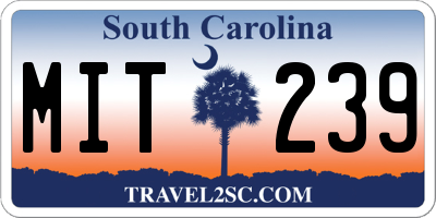 SC license plate MIT239