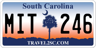 SC license plate MIT246