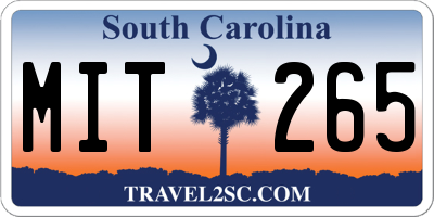 SC license plate MIT265