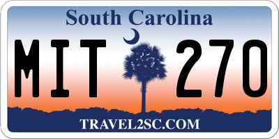 SC license plate MIT270