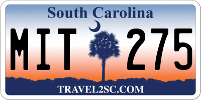 SC license plate MIT275