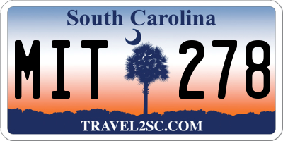 SC license plate MIT278