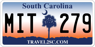 SC license plate MIT279