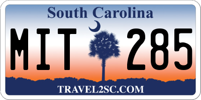 SC license plate MIT285