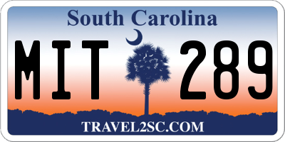 SC license plate MIT289