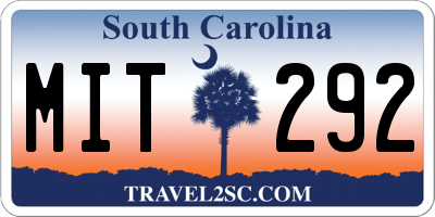 SC license plate MIT292
