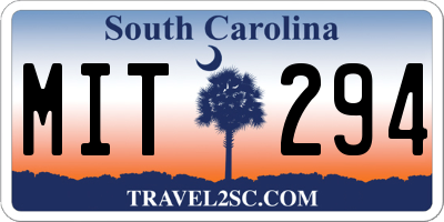 SC license plate MIT294