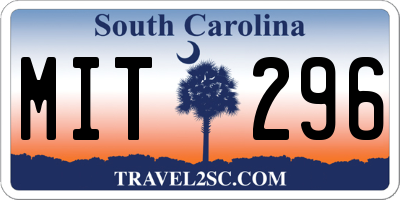 SC license plate MIT296