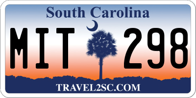 SC license plate MIT298