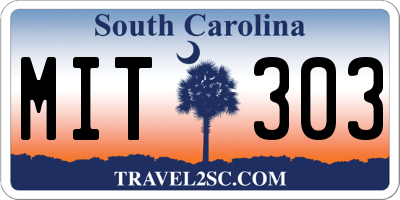 SC license plate MIT303