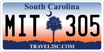 SC license plate MIT305