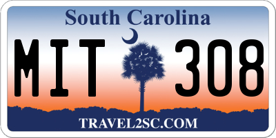 SC license plate MIT308