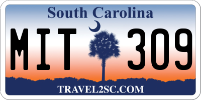 SC license plate MIT309