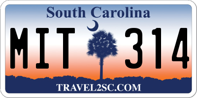 SC license plate MIT314