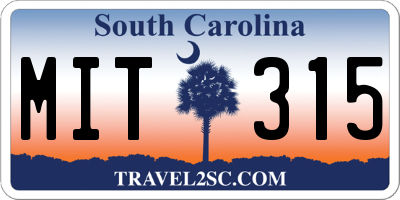 SC license plate MIT315