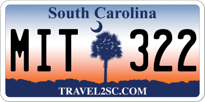 SC license plate MIT322