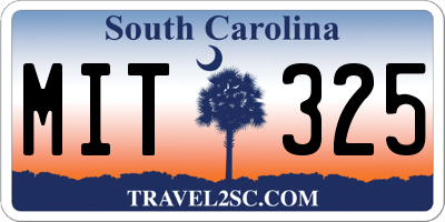 SC license plate MIT325