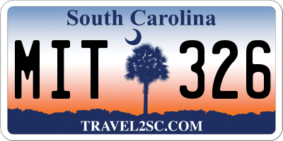 SC license plate MIT326