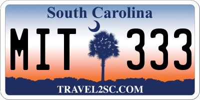 SC license plate MIT333