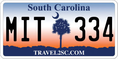 SC license plate MIT334