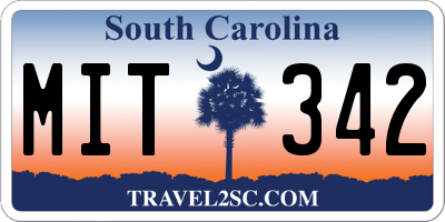 SC license plate MIT342