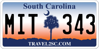 SC license plate MIT343
