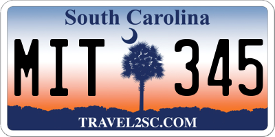 SC license plate MIT345